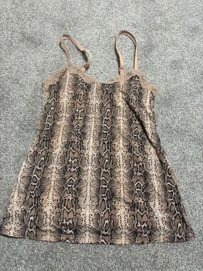 Snake Print Lace-Trim Camisole in Brown and Tan